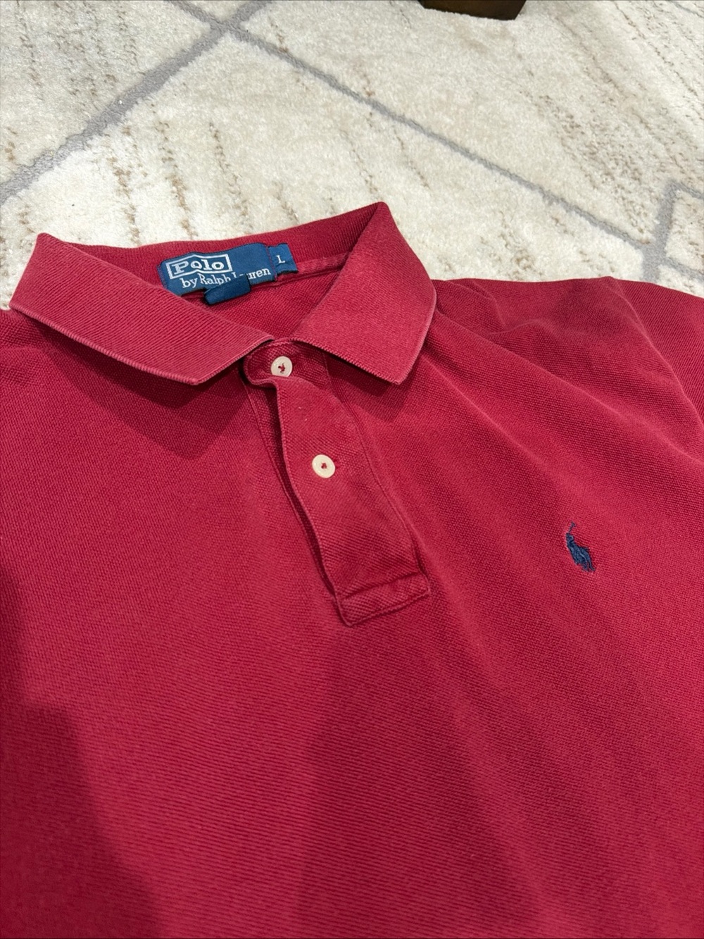 Polo Ralph Lauren Men's Large Burgundy Red Classic Fit Polo Shirt 100% Cotton